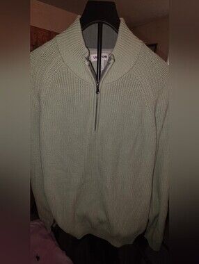 Lands' End Men's Mint Green Quarter-Zip Sweater